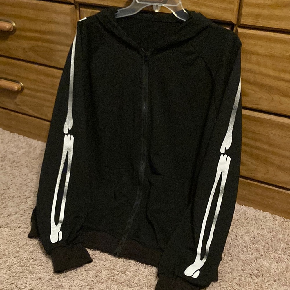 Black skeleton sweat jacket